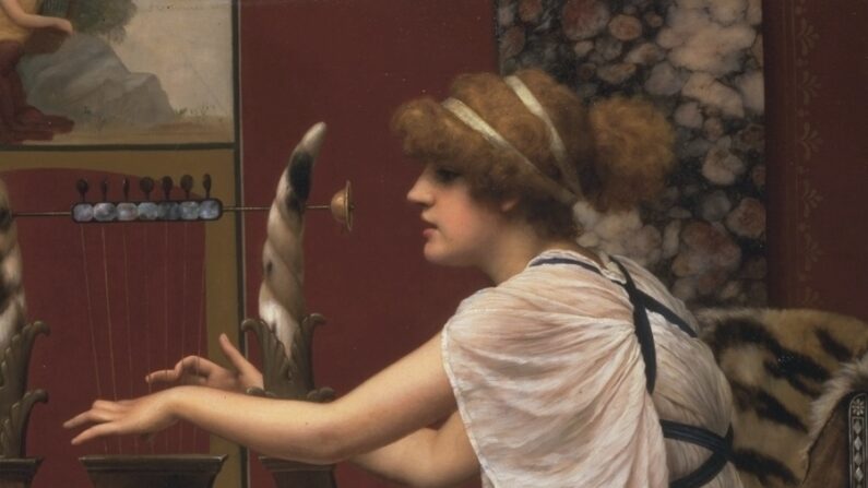 "La Muse Erato à sa Lyre", 1895, tableau par John William Godward. (Domaine public)