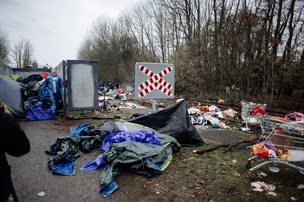 Camp d'occupation des migrants de la commune de Grande-Synthe (Nord).
 (Photo by Louis Witter/Getty Images)
