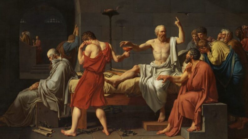 « La mort de Socrate » par Jacques-Louis David vers 1787. Huile sur toile. Metropolitan Museum of Art (domaine public)