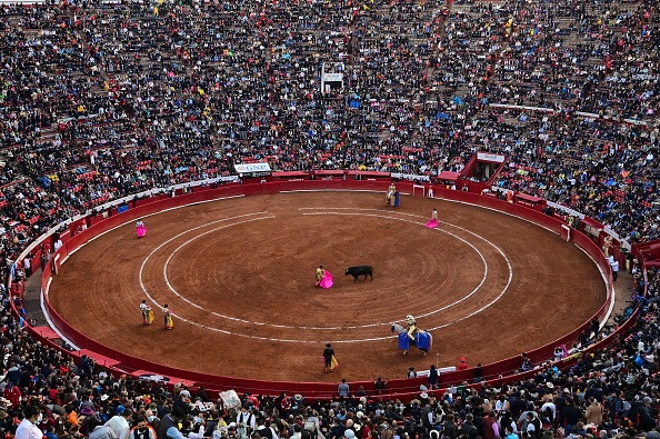 Vue aérienne de l'arène Plaza Mexico, à Mexico, le 5 février 2022. (Photo PEDRO PARDO/AFP via Getty Images)