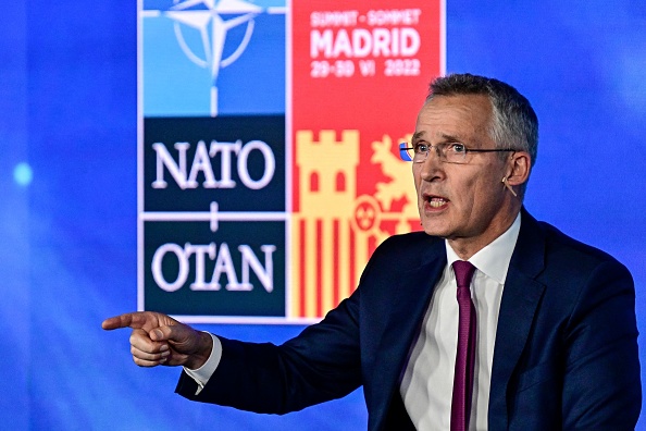 Le secrétaire général de l'OTAN, Jens Stoltenberg, prononce son discours d'ouverture le premier jour du sommet de l'OTAN au centre de congrès Ifema à Madrid, le 28 juin 2022. (Photo : JAVIER SORIANO/AFP via Getty Images)
