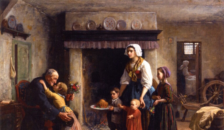 "La fête du grand-père", 1864, par Jules Breton (Domaine public)