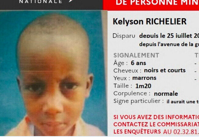 Le petit garçon Kelyson Richelier âgé de 6 ans a disparu le 25 juillet à Rouen (Photo : Police nationale76)