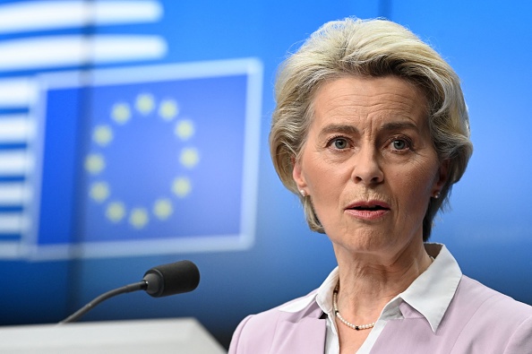 La présidente de la Commission européenne Ursula von der Leyen. (JOHN THYS/AFP via Getty Images)