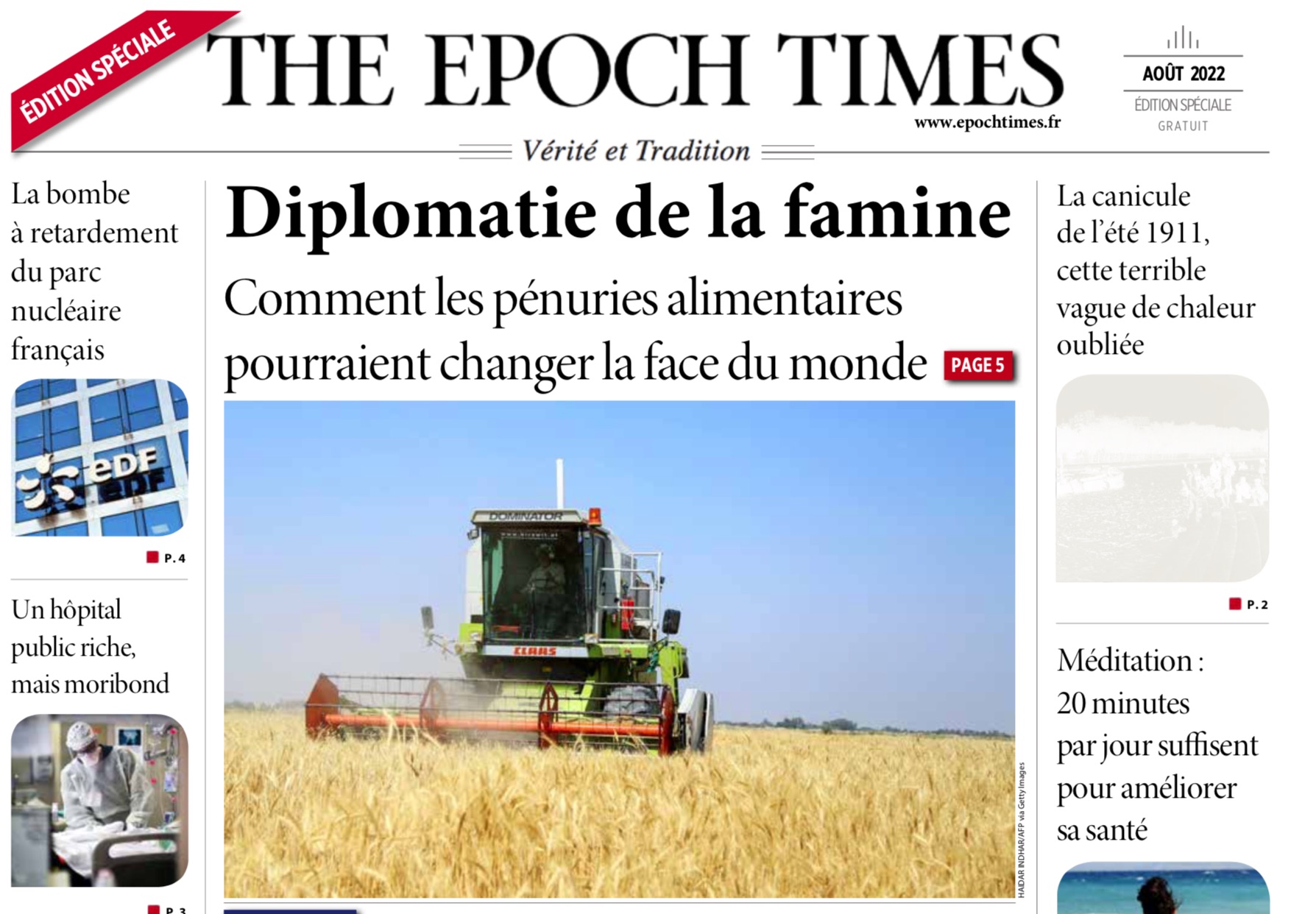 "Diplomatie de la famine" - Nouvelle édition spéciale Epoch Times Août 2022