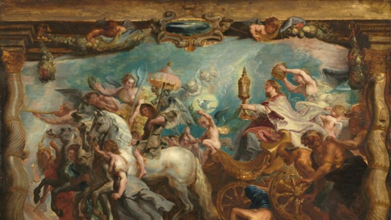 L'espoir représente un triomphe de l'âme. "Le triomphe de l'église", après 1628, par un disciple de Pierre Paul Rubens. Musée d'art de Cleveland, Cleveland. (Domaine public)