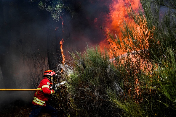 Un incendie de forêt qui s'est déclaré samedi fait rage dans le parc naturel de Serra da Estrela, dans le centre du Portugal.(Photo : PATRICIA DE MELO MOREIRA/AFP via Getty Images)