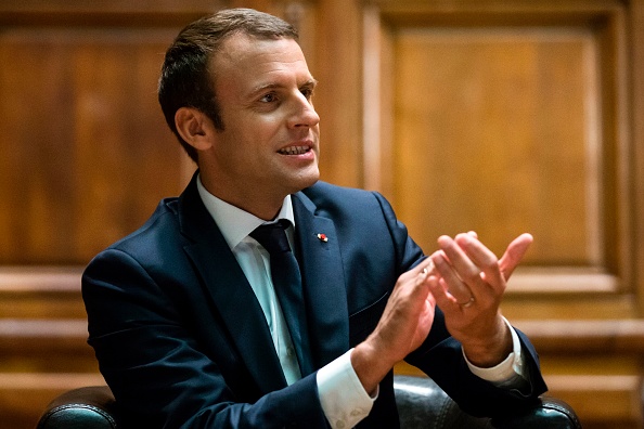Le Président  Emmanuel Macron à la Sorbonne à Paris.      (Photo : ETIENNE LAURENT/AFP via Getty Images)