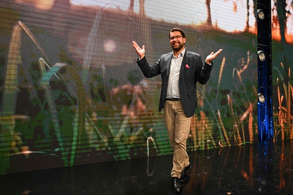 Le chef des démocrates suédois Jimmie Akesson, près de Stockholm, dimanche soir le 11 septembre 2022. Photo de Jonathan NACKSTRAND / AFP via Getty Images.