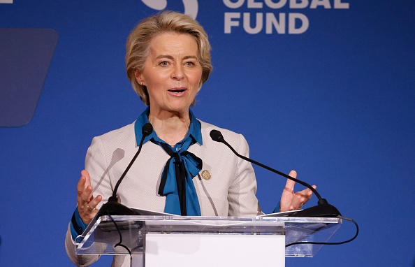 La présidente de la Commission européenne Ursula von der Leyen. (LUDOVIC MARIN/AFP via Getty Images)