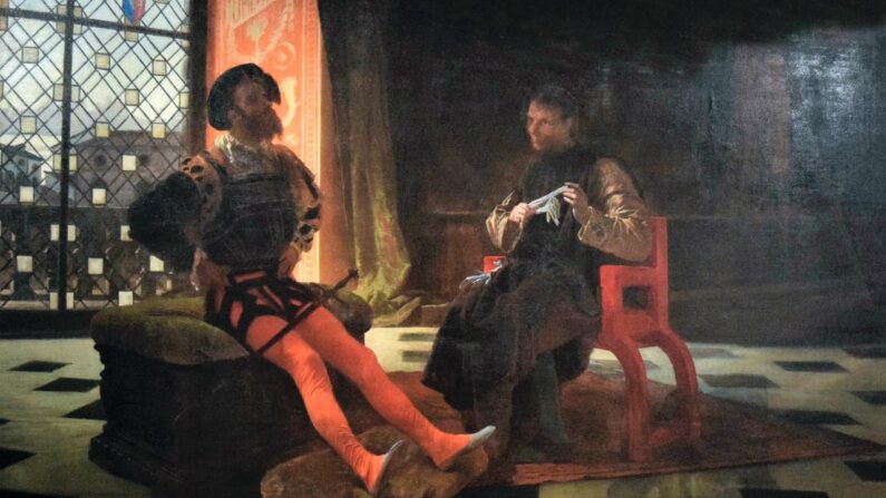 Machiavel rencontrant César Borgia à Imola, par Federico Faruffini (1864), Château Visconti, Pavie. Domaine Public.