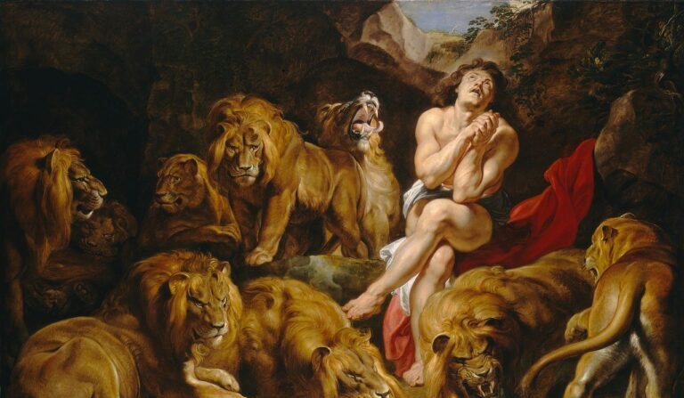 "Daniel dans la fosse aux lions", vers 1614-1616, par Peter Paul Rubens. Huile sur toile, 2,2 m par 3,3 m. National Gallery of Art, Washington D.C. (Domaine public) 