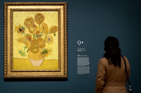 "Les Tournesols" de l'artiste néerlandais Vincent van Gogh  au Musée Van Gogh d'Amsterdam.   (Photo : KOEN VAN WEEL/AFP via Getty Images)