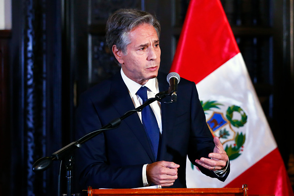 Le secrétaire d'État américain Antony Blinken s'exprime lors de la 52e assemblée générale de l'Organisation des États américains, le 6 octobre 2022 à Lima, au Pérou.  (Photo : Hugo Curotto/Getty Images)
