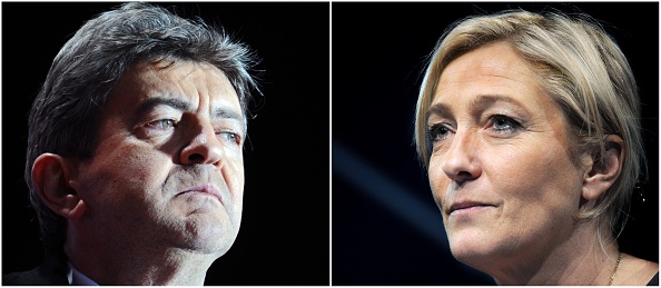 Jean-Luc Mélenchon et Marine Le Pen.  (ALAIN JOCARD,MARTIN BUREAU/AFP via Getty Images)