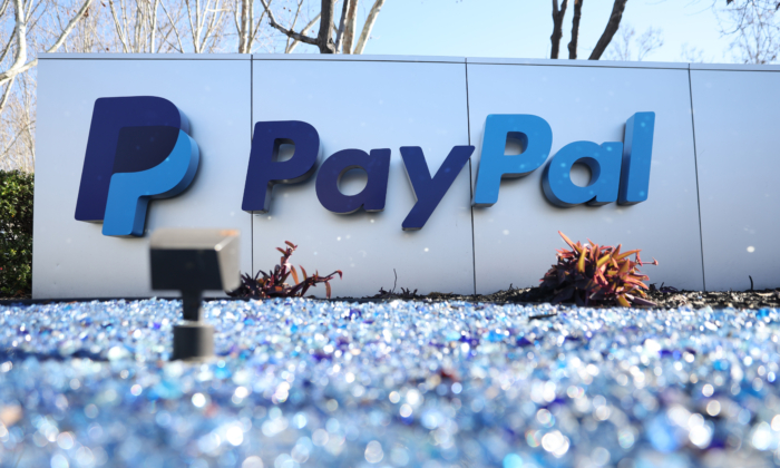 Siège de PayPal à San Jose, en Californie, le 2 février 2022. (Justin Sullivan/Getty Images)