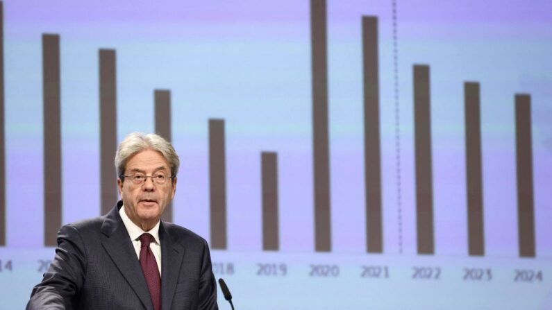 Le commissaire européen à l'économie Paolo Gentiloni, à Bruxelles, le 11 novembre 2022. (Photo: KENZO TRIBOUILLARD/AFP via Getty Images)