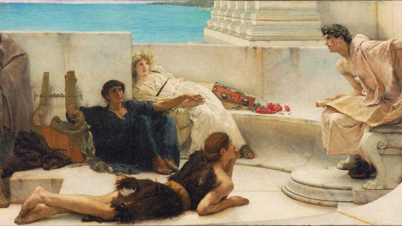 L'"Odyssée" d'Homère raconte comment un père met de l'ordre dans son foyer. "Une lecture d'Homère", Lawrence Alma Tadema. Musée d'art de Philadelphie. (Domaine public)