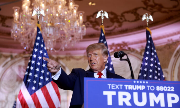 Donald Trump à Mar-a-Lago, Palm Beach, Floride, le 15 novembre 2022. (Joe Raedle/Getty Images)