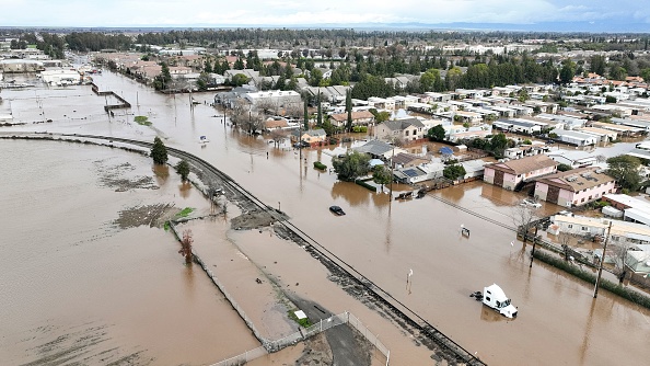 Un quartier inondé à Merced, en Californie, le 10 janvier 2023. (Photo: JOSH EDELSON/AFP via Getty Images)