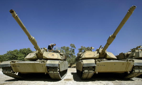 Les chars M1 Abrams. (Photo : LIU JIN/AFP via Getty Images)
