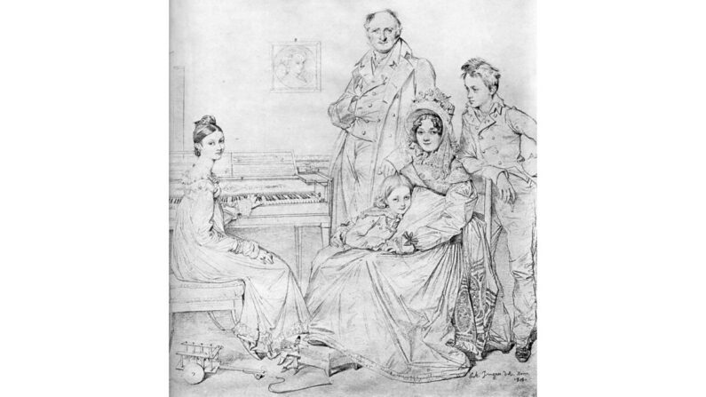 Les croquis de portraits de famille d'Ingres montrent l'amour et la force de la famille de l'âge népoléonien. "La famille Stamaty", 1818, par Jean Auguste Domingue Ingres. (Domaine public)