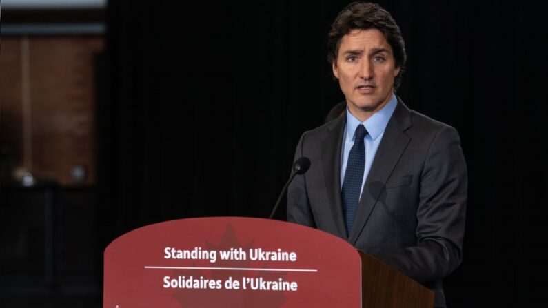 Justin Trudeau, au Fort York Armoury, le 24 février 2023 à Toronto. (KY Cheng/Getty Images)