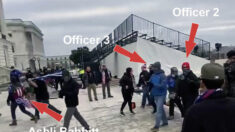 Le 6 janvier, un policier en civil pousse des manifestants vers le Capitole et escalade une barricade, selon les preuves déposées au tribunal