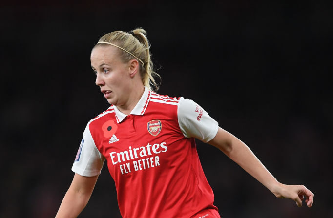 L'attaquante d'Arsenal, Beth Meade, meilleure buteuse et meilleure joueuse du dernier Euro féminin. (Photo by Harriet Lander/Getty Images)
