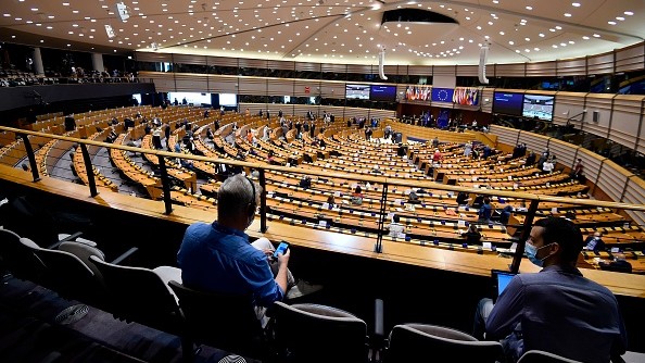 Le Parlement de l'Union européenne à Bruxelles. (Photo par JOHN THYS/AFP via Getty Images)