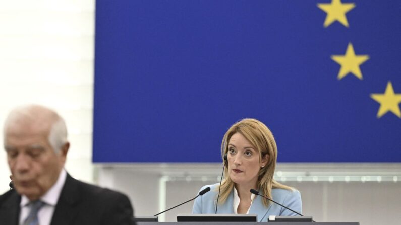 La présidente du Parlement européen Roberta Metsola. (Photo par FREDERICK FLORIN/AFP via Getty Images)