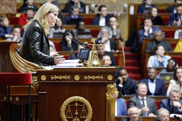 La présidente de l'Assemblée nationale française, Yael Braun-Pivet, à l'Assemblée nationale à Paris, le 6 février 2023.  (LUDOVIC MARIN/AFP via Getty Images)