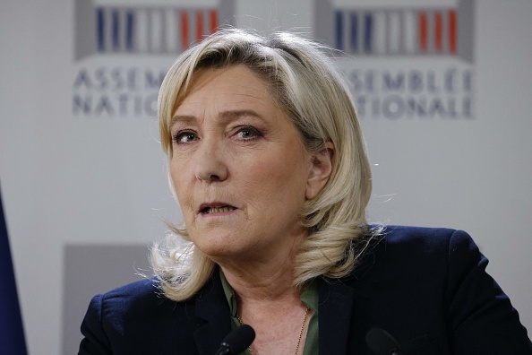 La présidente du groupe parlementaire du Rassemblement national (RN) Marine Le Pen. (LUDOVIC MARIN/AFP via Getty Images)