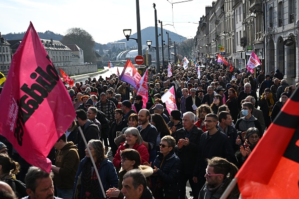 Illustration. Manifestation à Besançon le 16 février 2023. (Photo SEBASTIEN BOZON/AFP via Getty Images)