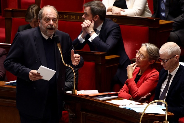 Le ministre de la Justice Éric Dupond-Moretti à l'Assemblée nationale, à Paris le 7 mars 2023. (THOMAS SAMSON/AFP via Getty Images)