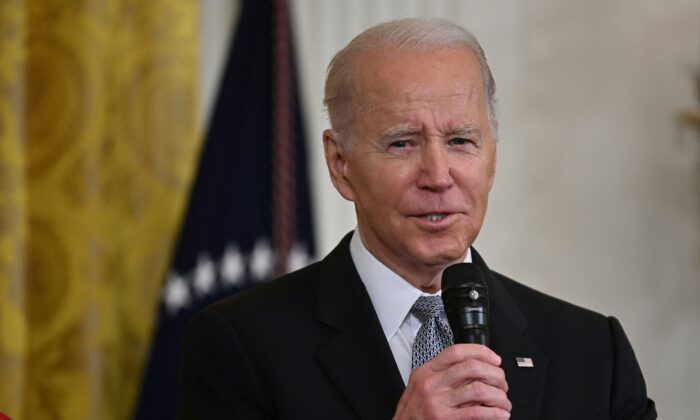 Le président Joe Biden lors d'une réception de Nowruz dans la salle Est de la Maison-Blanche à Washington, le 20 mars 2023. (Richard Pierrin/AFP via Getty Images)