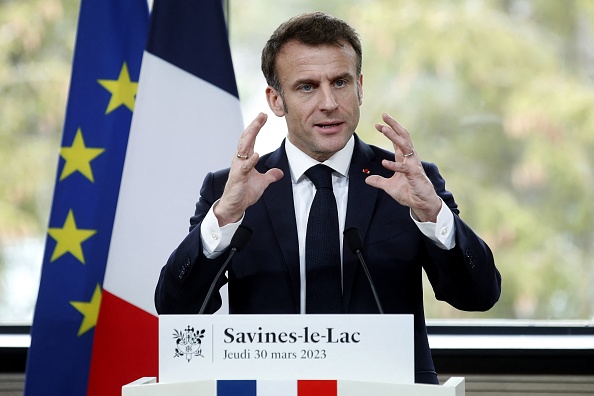 Le président Emmanuel Macron. (SÉBASTIEN NOGIER/POOL/AFP via Getty Images)