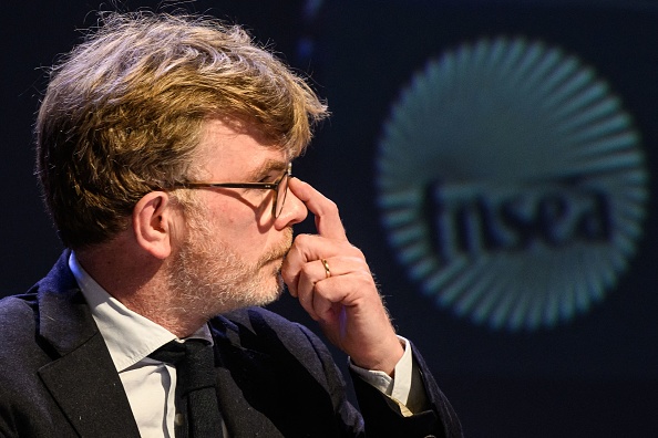 Le ministre de l'Agriculture Marc Fesneau au 77e congrès annuel de la Fédération nationale des syndicats d'exploitants agricoles (FNSEA) à Angers. (LOIC VENANCE/AFP via Getty Images)