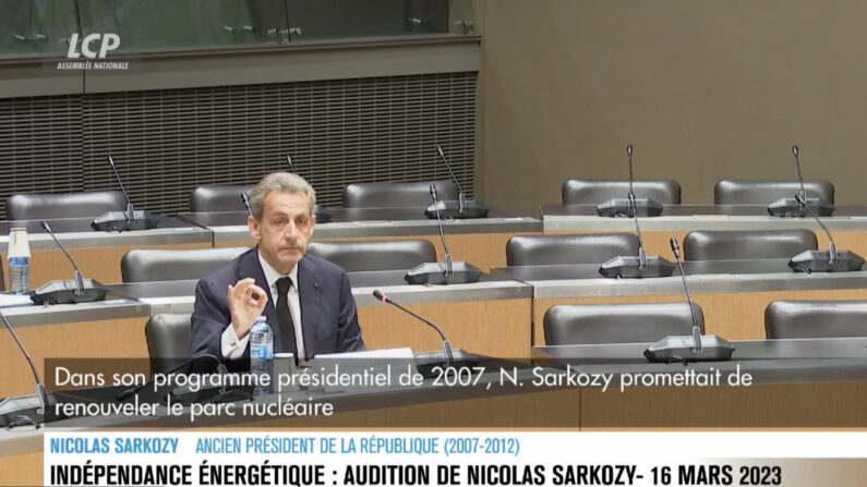 Nicolas Sarkozy, auditionné par la commission d'enquête de l'Assemblée nationale sur "les raisons de la perte de souveraineté et d'indépendance énergétique de la France". (capture d'écran site de l'Assemblée nationale) 