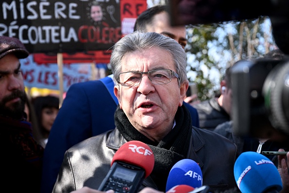 Le leader des Insoumis Jean-Luc Mélenchon. (NICOLAS TUCAT/AFP via Getty Images)
