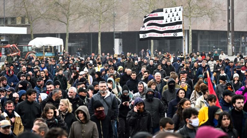Manifestation à Rennes, le 22 mars 2023. (Photo by DAMIEN MEYER/AFP via Getty Images)