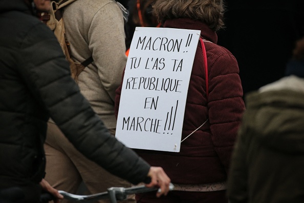 À Reims, lors de la 11e journée de mobilisation contre la réforme des retraites. (FRANÇOIS NASCIMBENI/AFP via Getty Images)