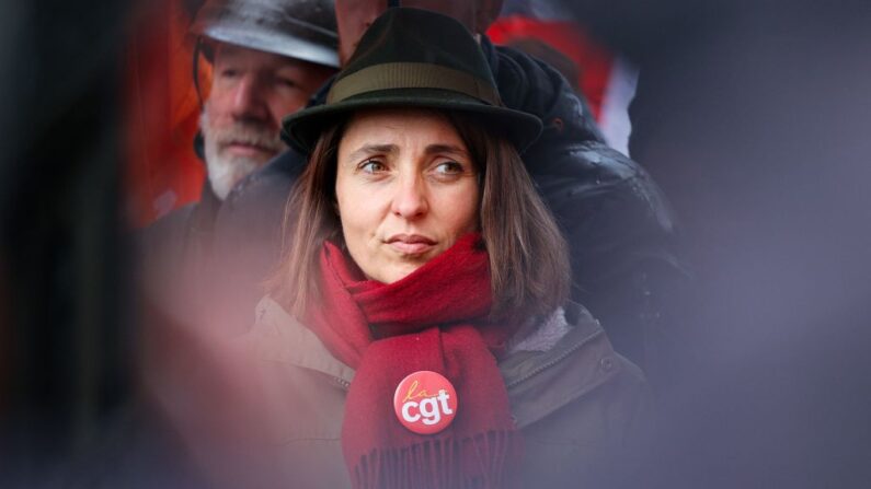 Sophie Binet, secrétaire générale du syndicat français CGT. (Photo GEOFFROY VAN DER HASSELT/AFP via Getty Images)