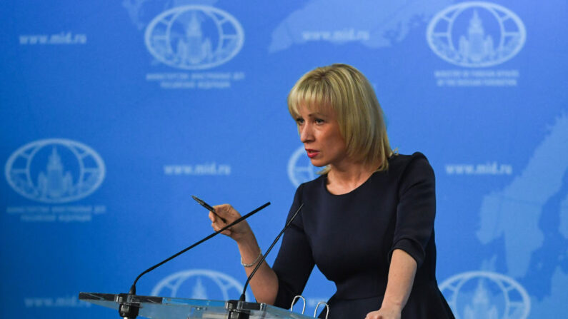 La porte-parole du ministère russe des Affaires étrangères, Maria Zakharova. (Photo de 2018-YURI KADOBNOV/AFP via Getty Images)