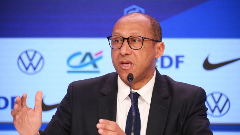 Le président par intérim de la Fédération française de football Philippe Diallo a été élu au comité exécutif de l'UEFA lors du Congrès tenu mercredi à Lisbonne. (Photo by FRANCK FIFE/AFP via Getty Images)