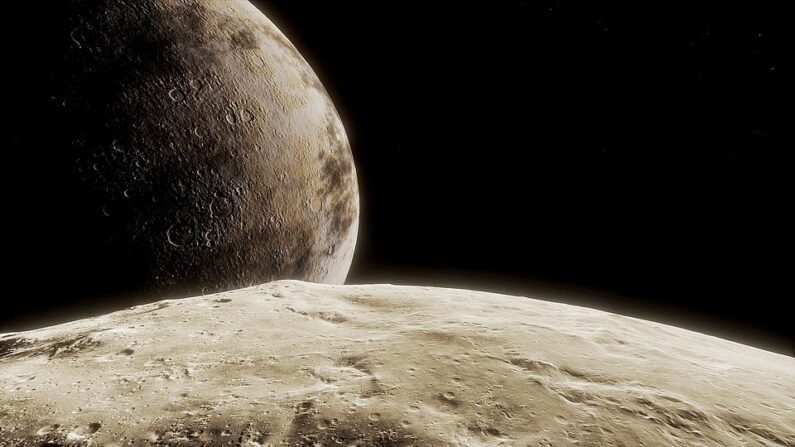 Illustration d'une vue de la Lune depuis un astéroïde (Pixabay)