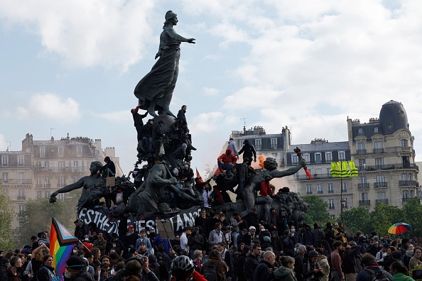 Place de la Nation à Paris lors de la mobilisation du 1er mai 2023. (GEOFFROY VAN DER HASSELT/AFP via Getty Images)