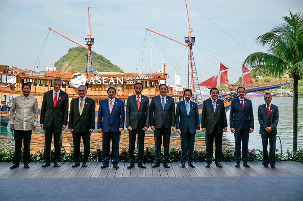 Le sommet de l'Association des pays d'Asie du Sud-Est (Asean) à Labuan Bajo, en Indonésie, le 10 mai 2023. (BAY ISMOYO/POOL/AFP via Getty Images)