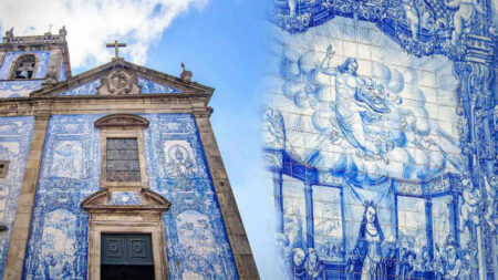 L’impressionnante « Chapelle des âmes » est recouverte de 16.000 carreaux de céramique représentant des scènes de la Bible et du Christ