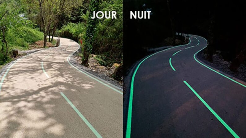 Exemple de marquage lumineux sur un itinéraire (© LuminoKrom, communiqué du département de Loire-Atlantique)